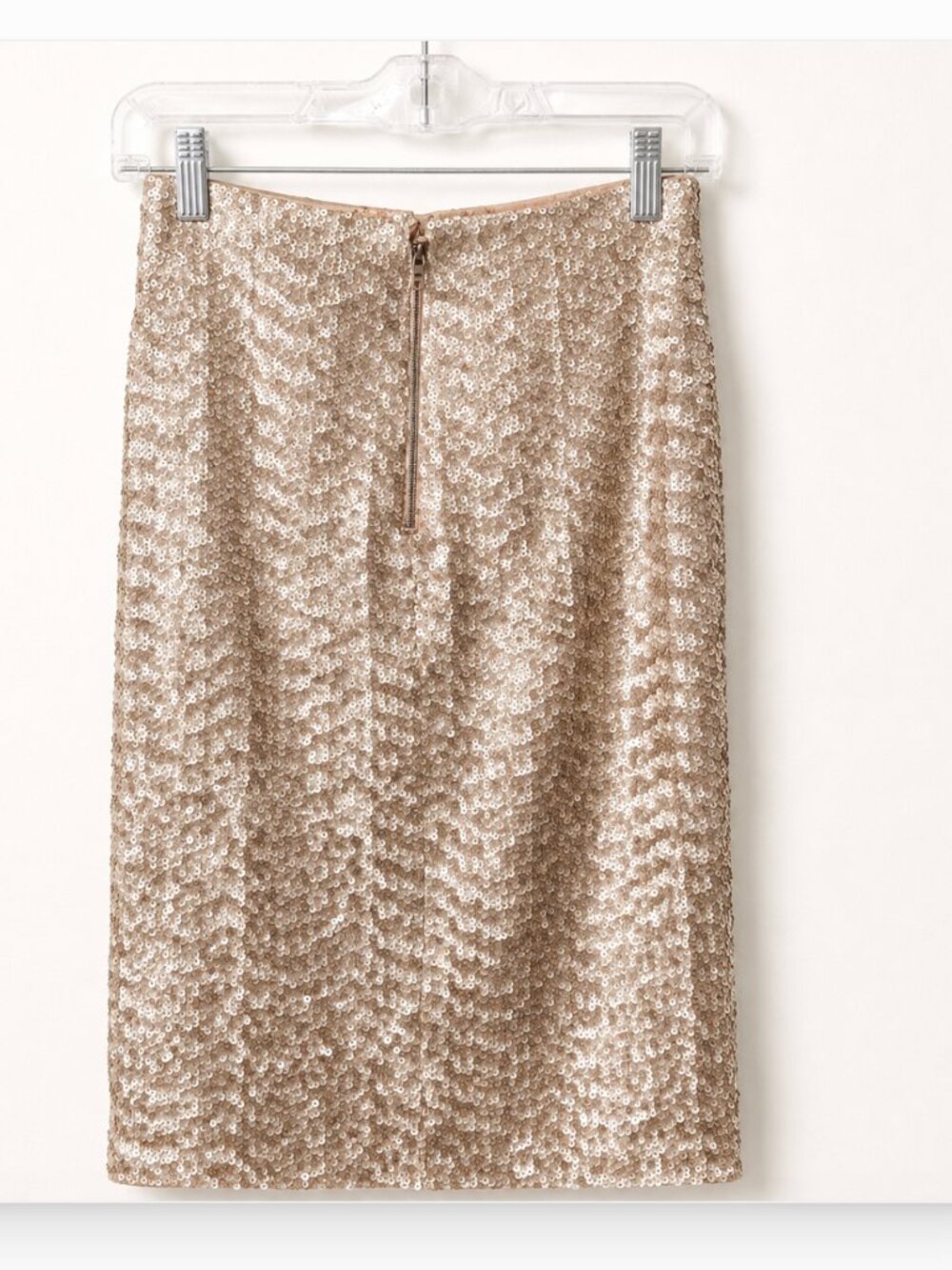 Alice + Olivia Champagne Sequin Long Sleeve Crop Top Skirt Set 0 Co-ord Set - Picture 6 of 10